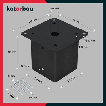 АНКЕРНЫЙ КРОНШТЕЙН НА БОЛТОВОМ ОСНОВЕ СТОЙКИ 120x120