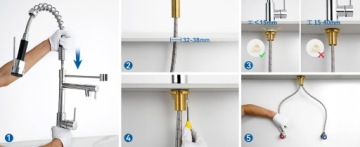 Кухонная батарея раковина 360 ° Ротационный кран с 2 наводнениями и 3 розетками