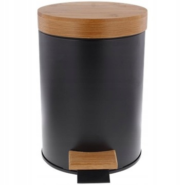 CZARNY KOSZ NA ŚMIECI Z PEDAŁEM 3L mały bamboo