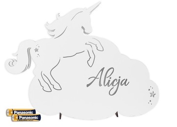 Lampka nocna LED Chmurka Jednorożec z imieniem stojąca/wisząca