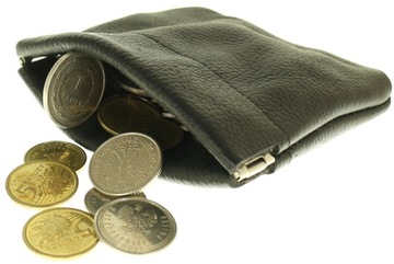 Pojemna Skórzana bilonówka portfel na monety SKÓRA