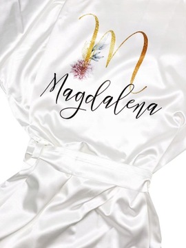 Szlafrok satynowy z imieniem personalizowany GOLD