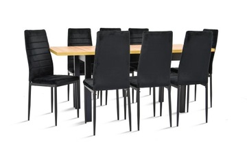 Rozkładany stół 80x140/220 + 8 krzeseł welur
