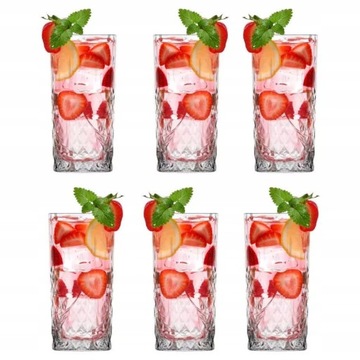 Zestaw 6 szklanek 300 ml do drinków napojów Glasmark wysokie na prezent