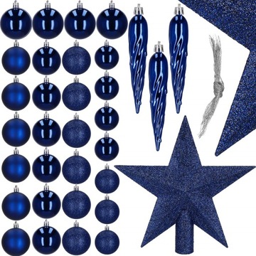 BOMBKI NA CHOINKĘ STROIK 33 SZT CHOINKOWE 8/6/5 ZESTAW NIETŁUKĄCE + GWIAZDA