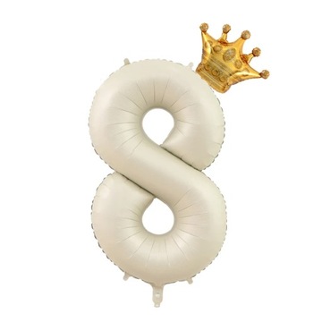 2Pcs Cream Number Balloons with Crown Foil Balloon