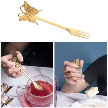 4 шт., новая чайная ложка и вилка «Бабочка», креативная барная посуда из нержавеющей стали