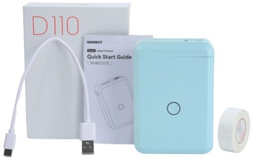 Синий мини-термопринтер этикеток Niimbot D110 с приложением