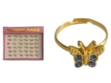 PIERŚCIONEK REGULOWANY METALOWY MOTYL 36 SZT 58P