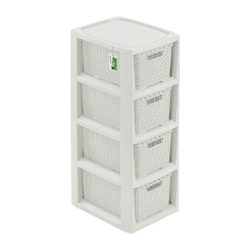 BRANQ - Regał łazienkowy - Rattan - 4x koszyki kosze - komoda słupek szafka