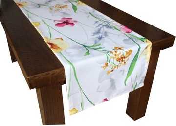 Bieżnik obrus biały w piękne żonkile 40x180