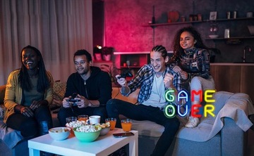 GAME OVER NEON DO POKOJU ZABAW 5V KOLOROWA DEKORACJA ŚCIENNA LED