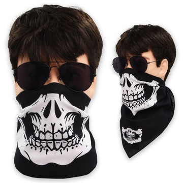 BANDAMKA Bandana Modna Chusta Bawełniana CZARNA Czaszki