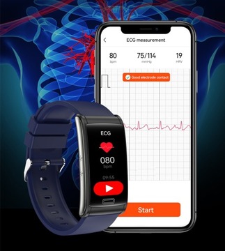 ZEGAREK OPASKA KARDIOWATCH Z ANALIZĄ POMIAREM CUKRU CIŚNIENIE PULS PAS EKG