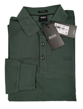 Polo z długim rękawem Hugo Boss kolor khaki - M