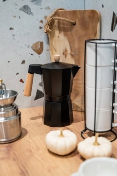 КОФЕВАРКА для приготовления кофе, АЛЮМИНИЙ, 450 мл, ЧЕРНАЯ