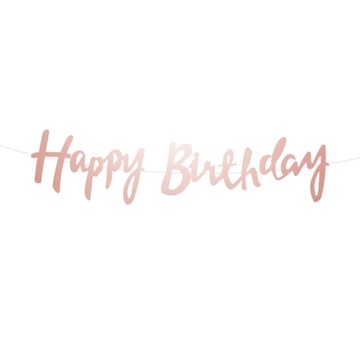 GIRLANDA baner HAPPY BIRTHDAY rosegold URODZINY