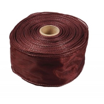 Bordowa Taśma Wstążka z Organzy 4cm 25 metrów