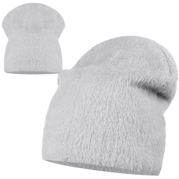 SZARA CZAPKA DAMSKA BEANIE FUTRZANA JESIENNO ZIMOWA POLSKA MARKA MAJKA