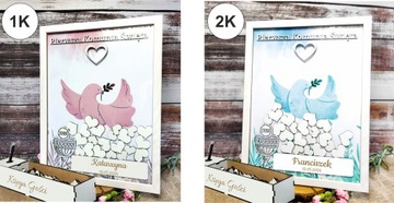 ГОСТЕВАЯ КНИГА ПЕРВОЕ СВЯТОЕ ПРИЧАСТЬЕ IHS SOUVENIR HEARTS БЕЛАЯ РАМКА А3