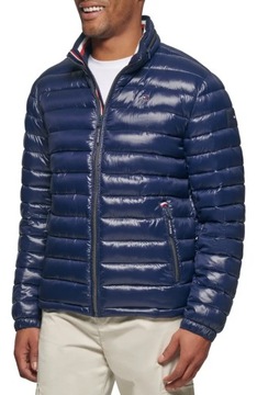 Tommy Hilfiger pikowana zimowa kurtka męska Wetlook niebieska XL