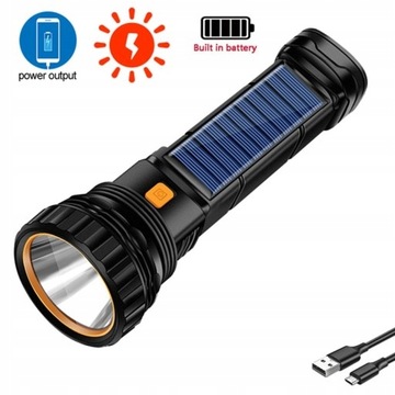 High Power Led Flashlights USB/Solar Rechargeable