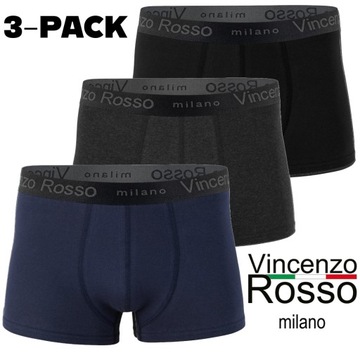 Bokserki męskie r. XXL Vincenzo Rosso Milano Bawełniane 3-PACK M L XL XXL