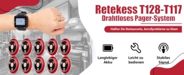 Retekess T128-T117 Пейджер для ресторана, пейджинговая система, водонепроницаемый, 100 м
