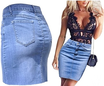 #E1157 BŁĘKITNA JEANS denim MINIÓWA SPÓDNICA XL