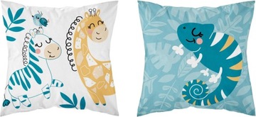Poszewka na poduszkę 40x40 cm Wesołe Zoo Turkus