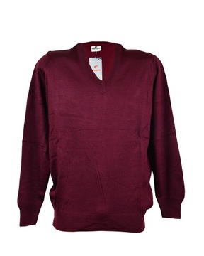 Sweter męski w serek, bordo, rozm XL