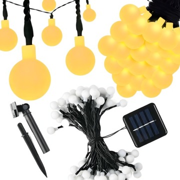 LAMPKI SOLARNE OGRODOWE GIRLANDA ŚWIETLNA SZNUR 50