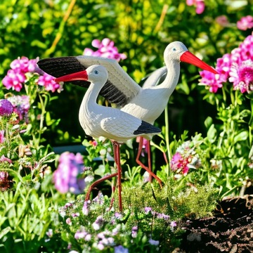 НАБОР АИСА С РАСПРОСТРАНЕННЫМИ КРЫЛЬЯМИ + 1 МАЛЕНЬКАЯ САДОВАЯ ФИГУРКА АИСТА