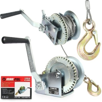WYCIĄGARKA WCIĄGARKA RĘCZNA KORBOWA 454kg 10M
