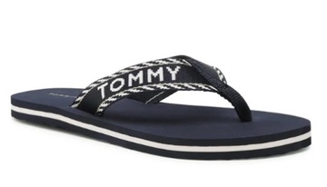 TOMMY HILFIGER JAPONKI DAMSKIE GRANATOWE Z LOGO WSUWANE 37 3P6G3*