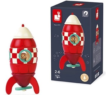 JANOD Rakieta drewniana magnetyczna Układanka 2+