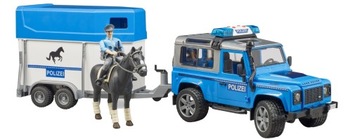 Bruder 02588 Police Land Rover Defender с прицепом для перевозки лошадей + ФИГУРКИ