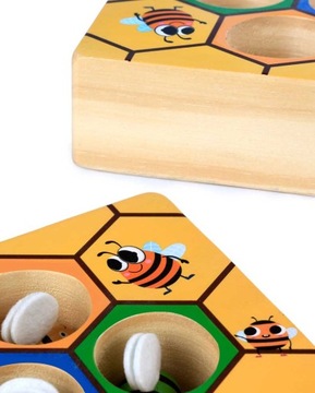 GRA ZRĘCZOŚCIOWA PRACOWITE PSZCZÓŁKI PLASTER MIODU DREWNIANA MONTESSORI