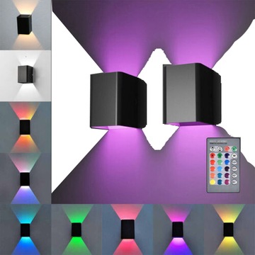 KINKIET ŚCIENNY LAMPA LED RGB 16 kolor DO SALON SYPIALNIA PRZEDPOKÓJ, 2 SZT