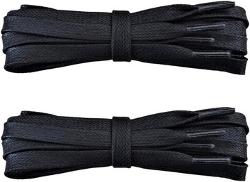 CZARNE Sznurówki Płaskie 0,8 cm SZEROKIE 8 mm WOSKOWANE Sznurowadła 75 CM