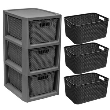 ПОЛКА ПОЛКА С 3 КОРЗИНАМИ ИЗ РОТАНГА BRANQ 1725