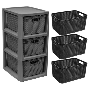 ПОЛКА, СУНДУК, ПОДСТАВКА С 3 КОРЗИНАМИ ИЗ РОТАНГА BRANQ 1725