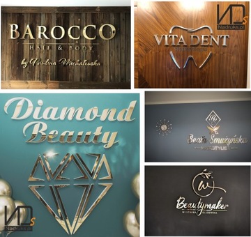 LOGO 3D litery przestrzenne z PLEXI złote lustro
