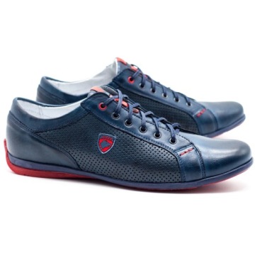 МУЖСКАЯ ОБУВЬ ИЗ НАТУРАЛЬНОЙ КОЖИ СПОРТИВНАЯ ПОВСЕДНЕВНАЯ ПОЛЬСКАЯ 295J ТЕМНО-СИНИЙ 42