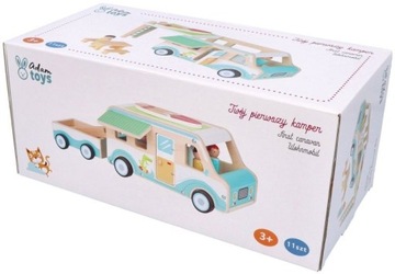 DREWNIANY KAMPER Z PRZYCZEPĄ I AKCESORIAMI