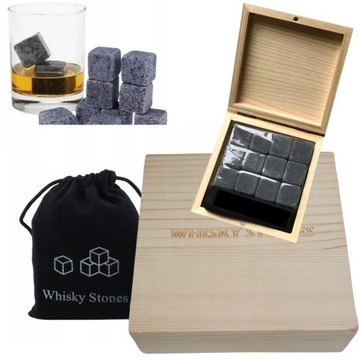 НАБОР ИЗ 12 КАМНЕЙ ДЛЯ ЛЬДА ДЛЯ ВИСКИ В ДЕРЕВЯННОЙ ПОДАРОЧНОЙ КОРОБКЕ