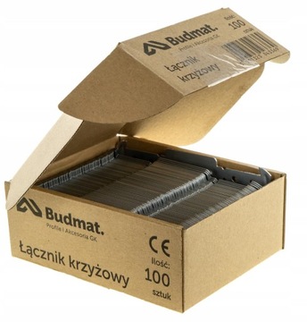 КРЕСТОВОЙ СОЕДИНИТЕЛЬ BUDMAT ДЛЯ CD-ПРОФИЛЕЙ, ПОДВЕСНЫХ ПОТОЛКОВ, ЩИТОВ GKY, 100 шт.