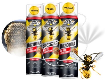 PREPARAT ŚRODEK PŁYN SPRAY NA OSY SZERSZENIE GNIAZDA BAZOOKA 750ML (3 SZT)