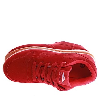 Sznurowane damskie buty sportowe czerwone sneakersy trampki 15098 37