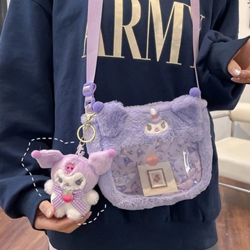 Детская молодежная сумка с плюшевым брелоком Kuromi